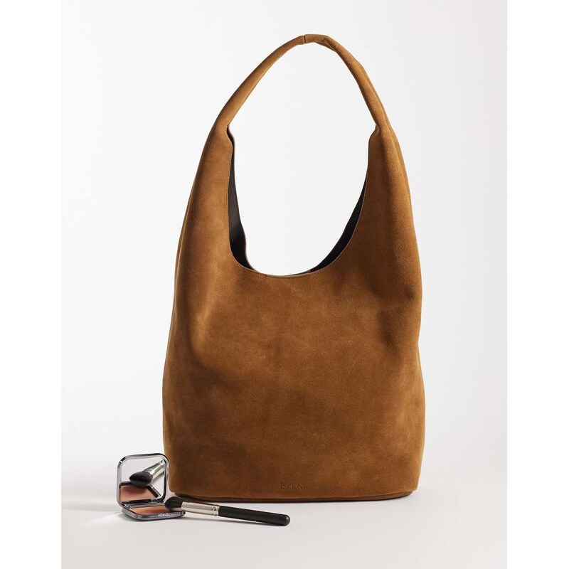 Calvin Klein Jeans medium slouchy suede bag in brown