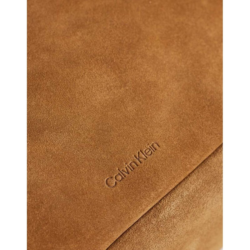 Calvin Klein Jeans medium slouchy suede bag in brown