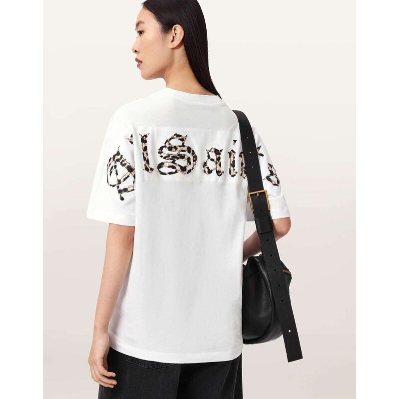 AllSaints fuse etta short sleeve t-shirt in optic white 114385267