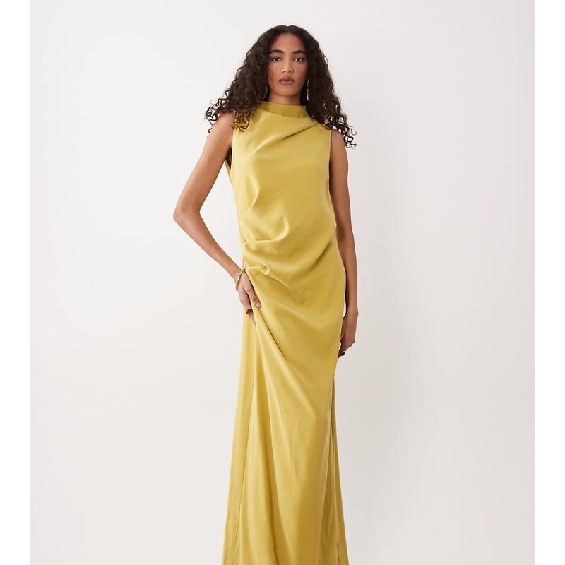 ASOS Tall ASOS DESIGN Tall column slouchy hip maxi dress in golden 115522180