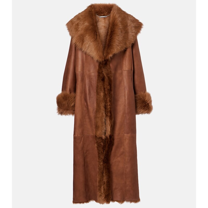Nour Hammour Marlene leather and shearling coat