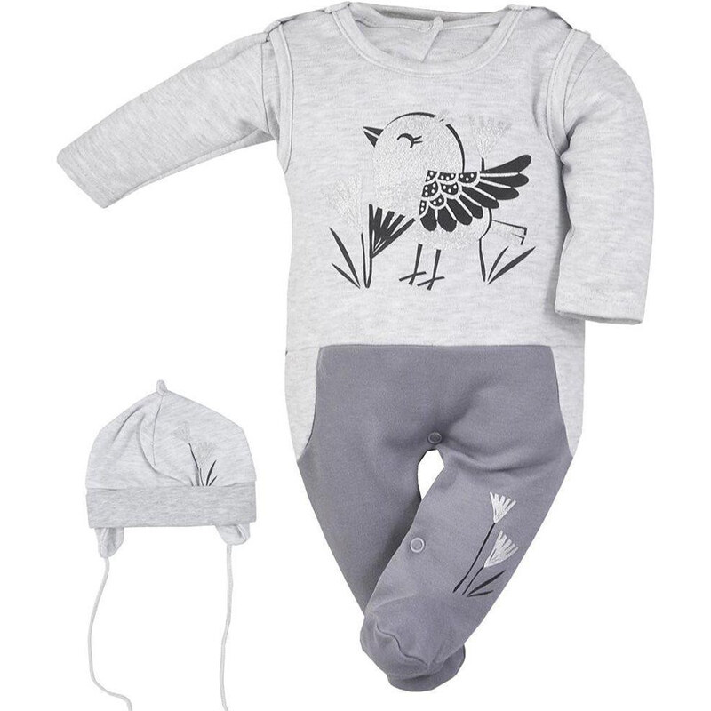 KOALA 3-dílná bavlněná dětská souprava Birdy Šedá Vel. 80