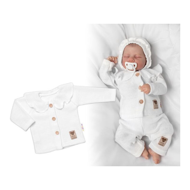Baby Nellys Pletený svetřík s volánkem Girl bílý Baby Nellys Vel. 62 112620726