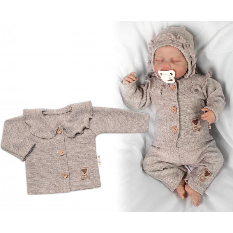 Baby Nellys Pletený svetřík s volánkem Girl béžový Baby Nellys Vel. 56 112620725