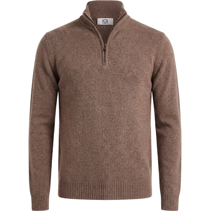 ICEBERG Half Zip Brown svetr