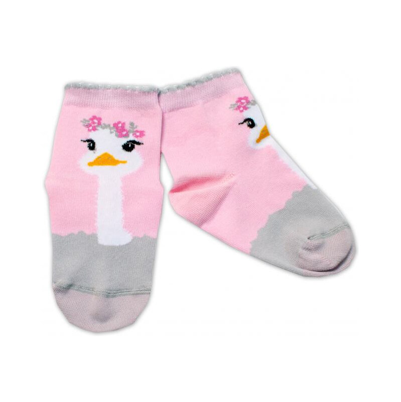 Baby Nellys Bavlněné ponožky Pštros světle růžové Baby Nellys