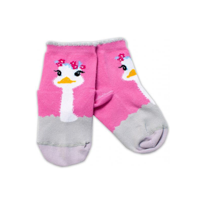Baby Nellys Bavlněné ponožky Pštros tmavě růžové Baby Nellys Vel