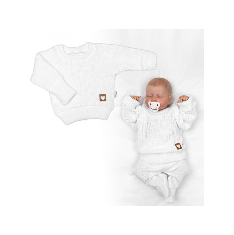 Baby Nellys Rostoucí oversize pletený svetřík pro miminko bílý Baby 112631621