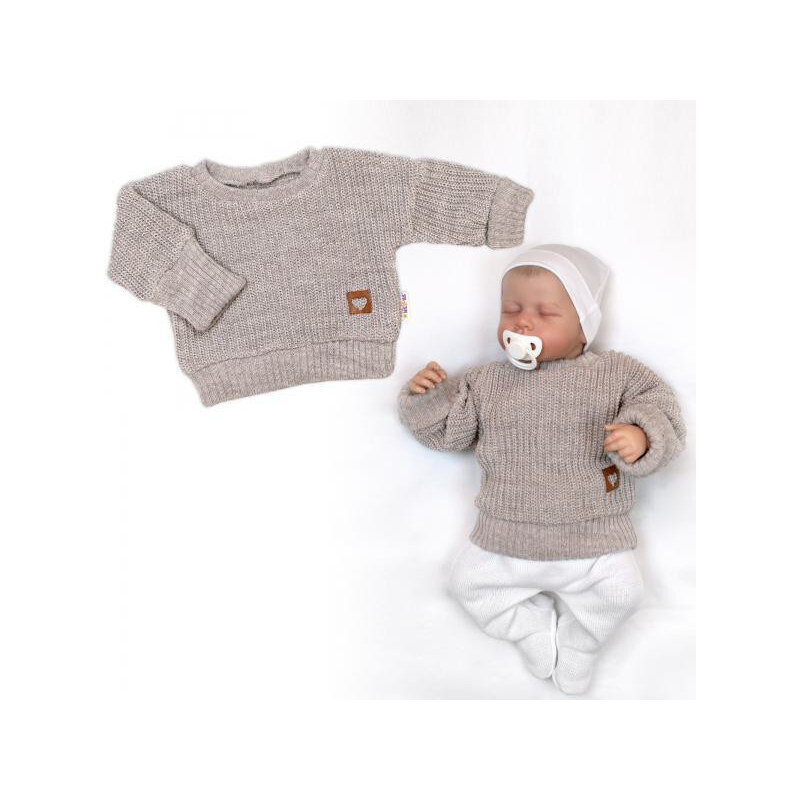 Baby Nellys Rostoucí oversize pletený svetřík pro miminko béžový Baby 112631620
