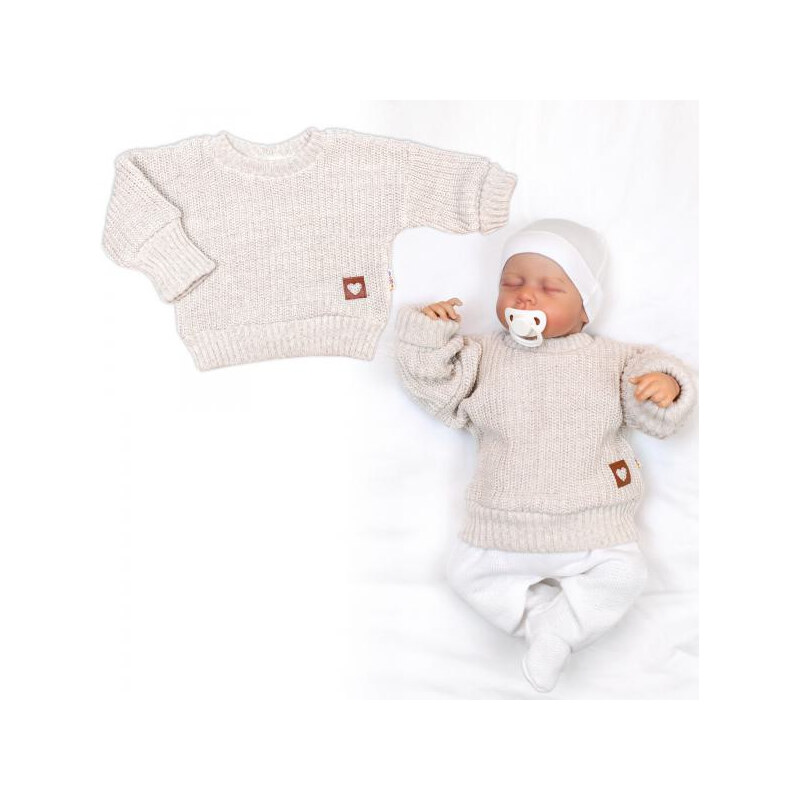 Baby Nellys Rostoucí oversize pletený svetřík pro miminko sv. béžový 112631624
