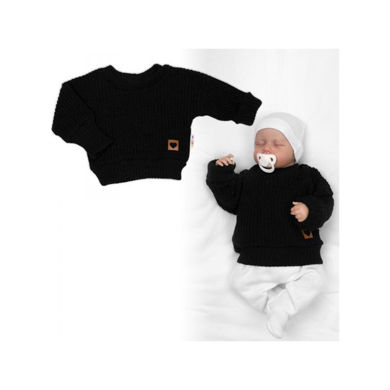 Baby Nellys Rostoucí oversize pletený svetřík pro miminko černý Baby 112631622