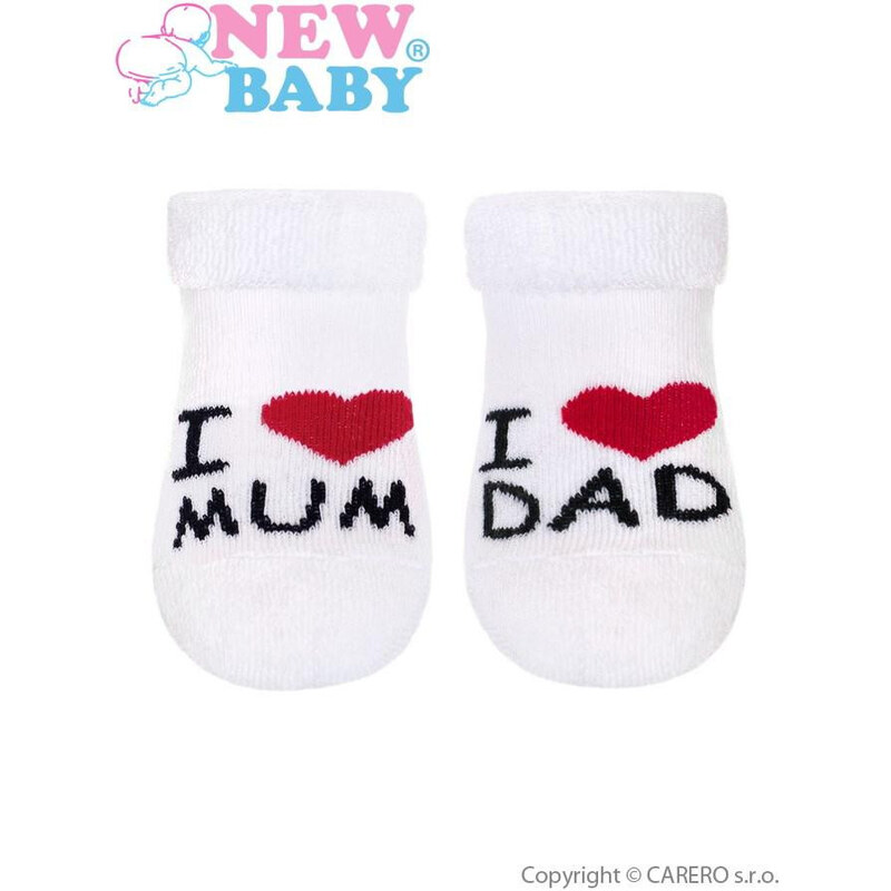 New Baby Froté ponožky bílé I Love Mum and Dad vel. 62