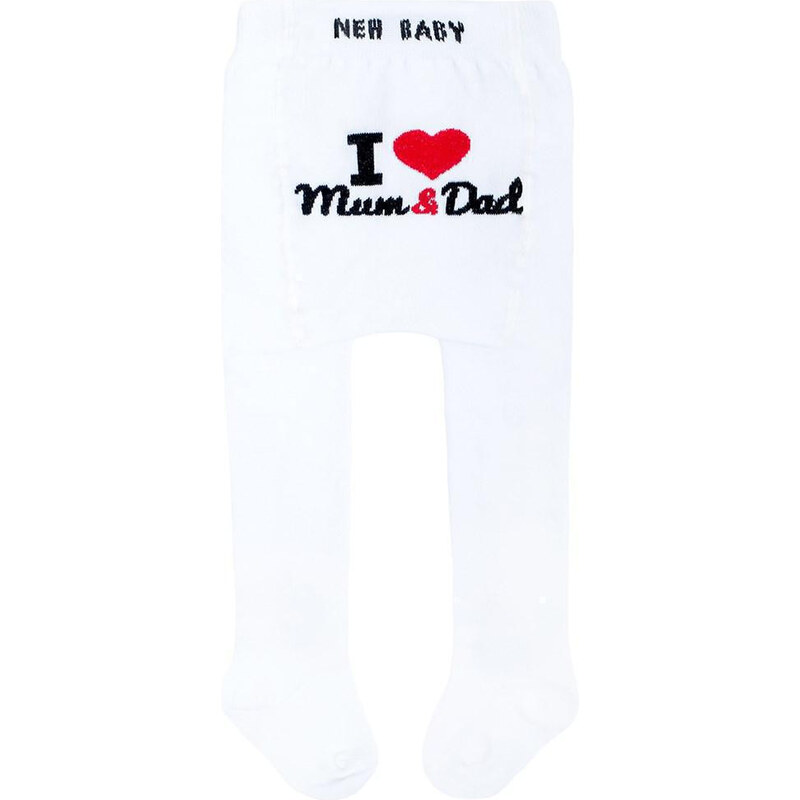 New Baby Bavlněné punčocháčky bílé I Love Mum and Dad Vel 56