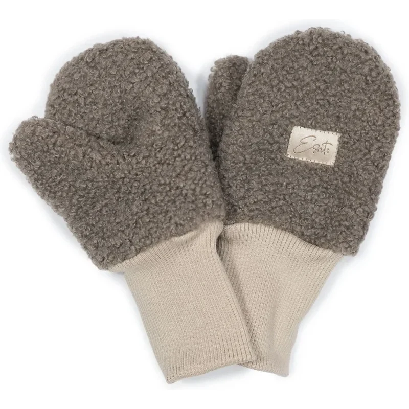 Esito Zimní palcové rukavice Teddy fleece double Brown Vel. 1 -