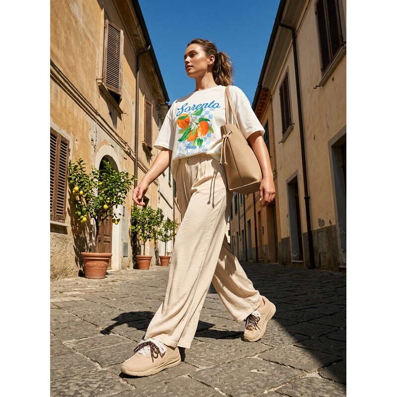 Sinsay - Kalhoty wide leg - béžová 105268748