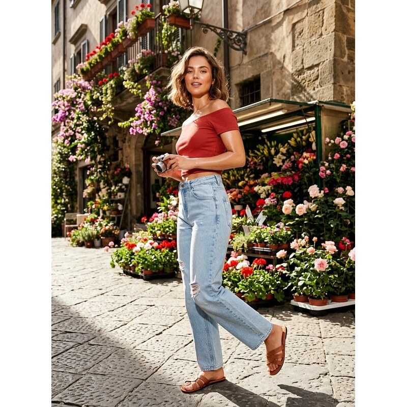 Sinsay - Crop top - korálová 105759731