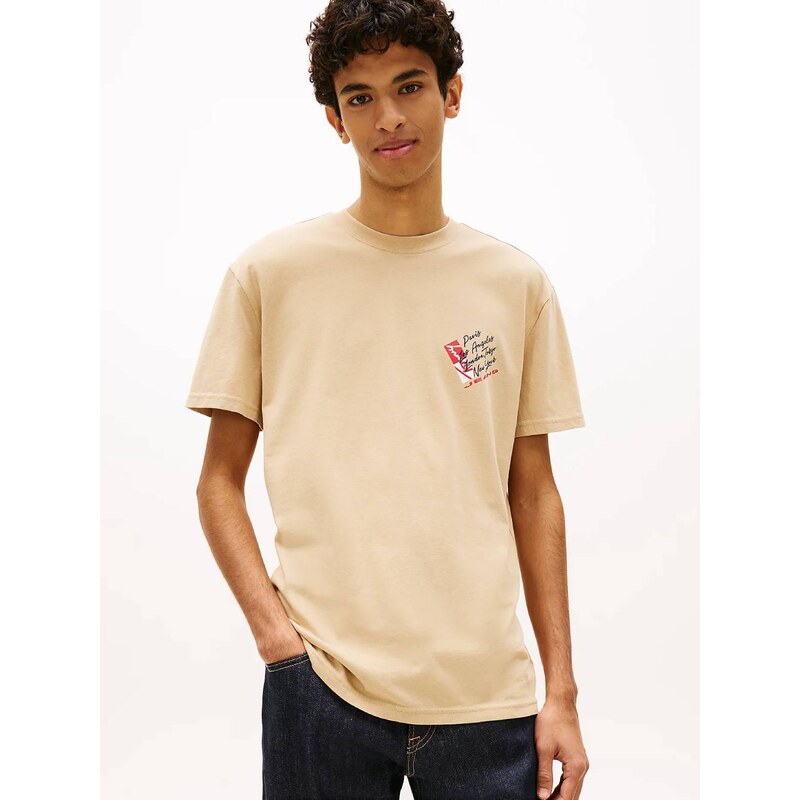 Tommy Jeans pánské béžové tričko