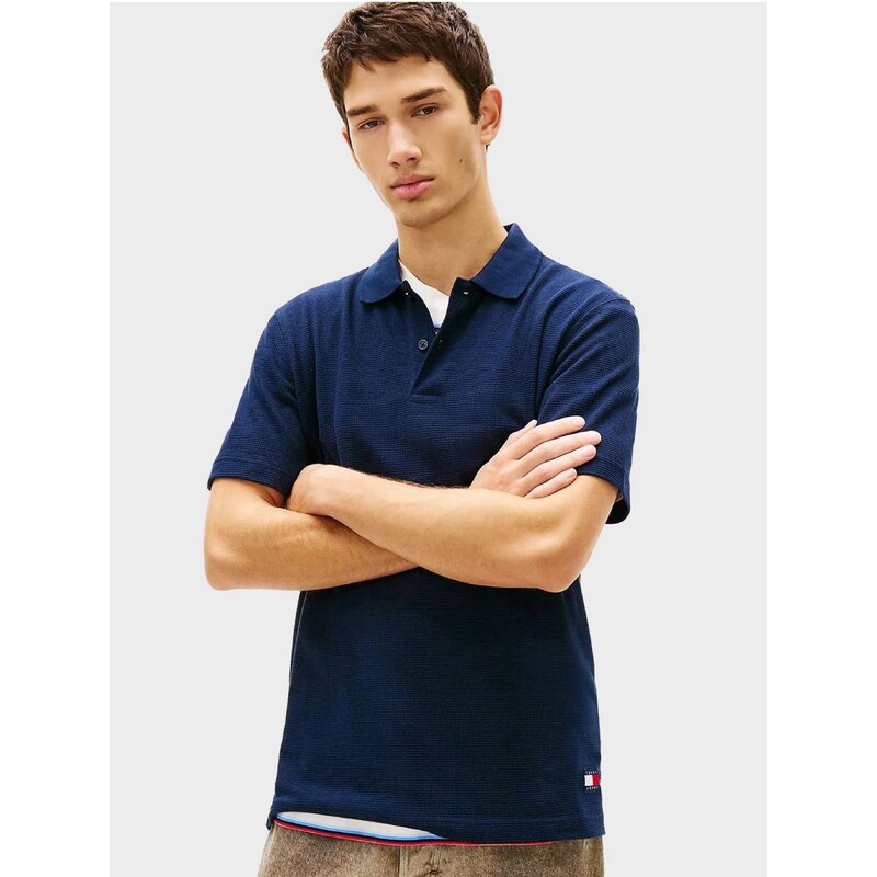 Tommy Jeans pánské modré polo tričko