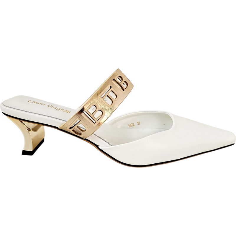 Bílé mule lodičky Laura Biagiotti LG Calf White 114398158