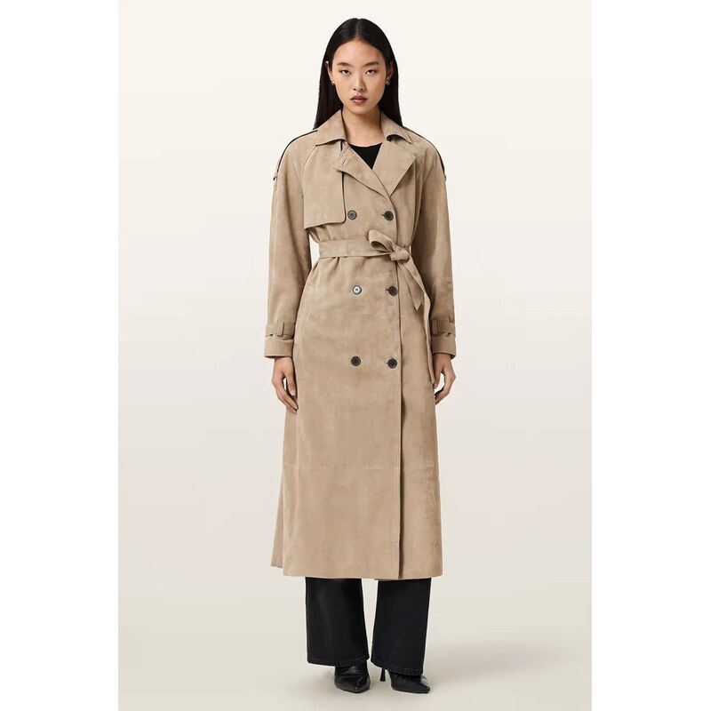 AllSaints trenčkot dámský semišový REED SUEDE