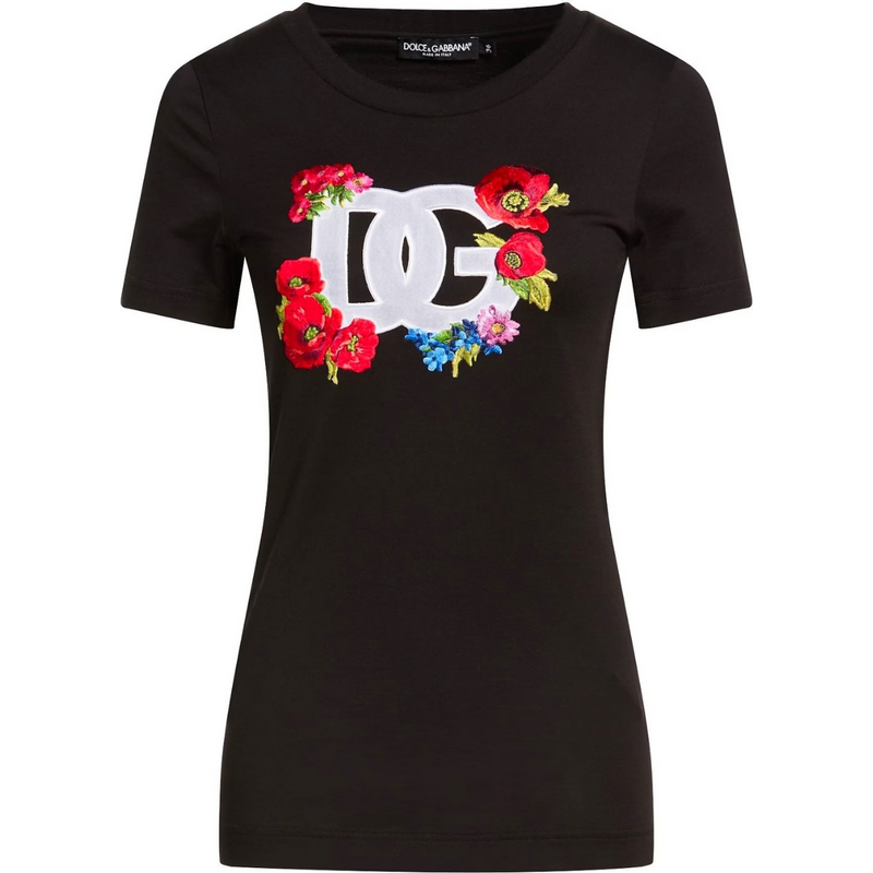 DOLCE & GABBANA Flowers Black tričko 114399013