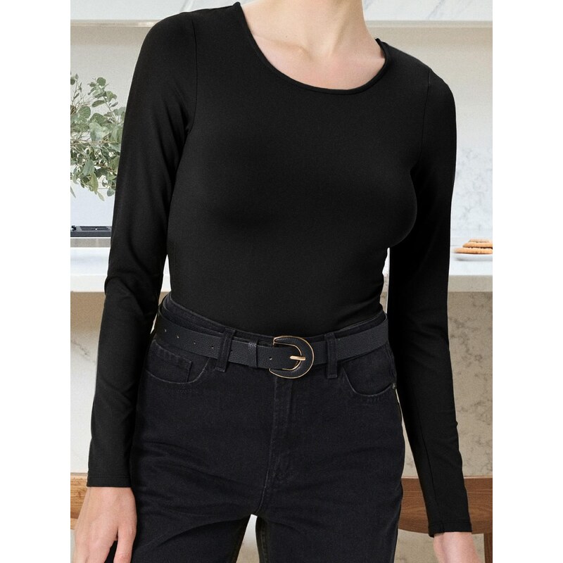 Sinsay - Body s dlouhými rukávy - černá 108980367