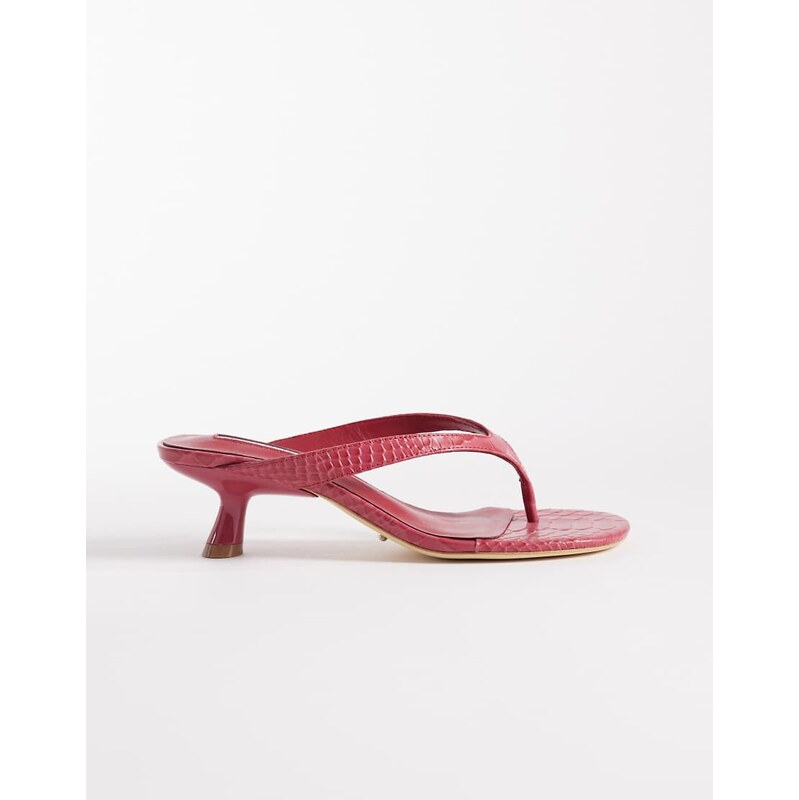 Tony Bianco Krista kitten heel toe thong sandals in red phyton