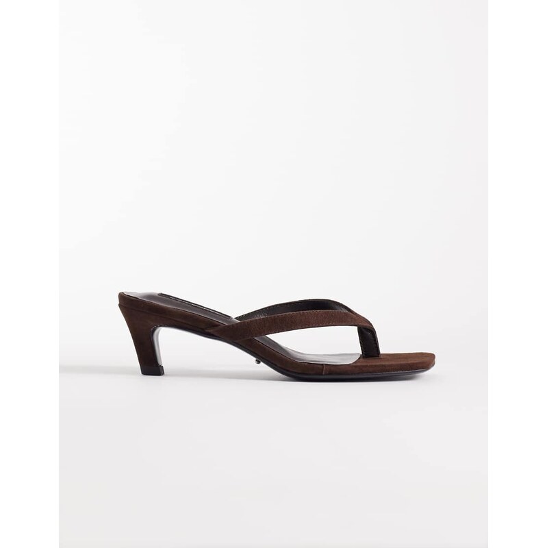 Tony Bianco Topaz kitten heel toe thong sandals in espresso suede 115519706
