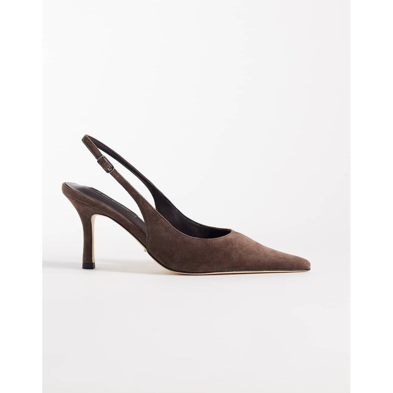 Tony Bianco Samar slingback heeled shoes in espresso suede-Brown 114403708