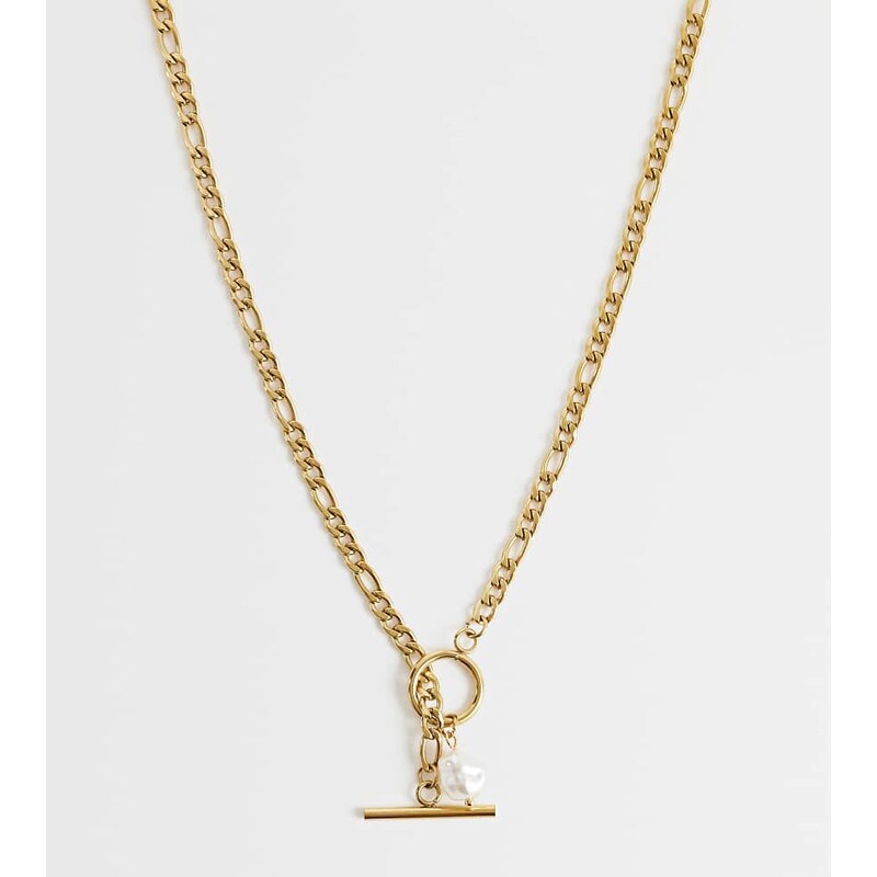Lost Souls T bar chain necklace with pearl pendant in 18ct gold plated 114403771