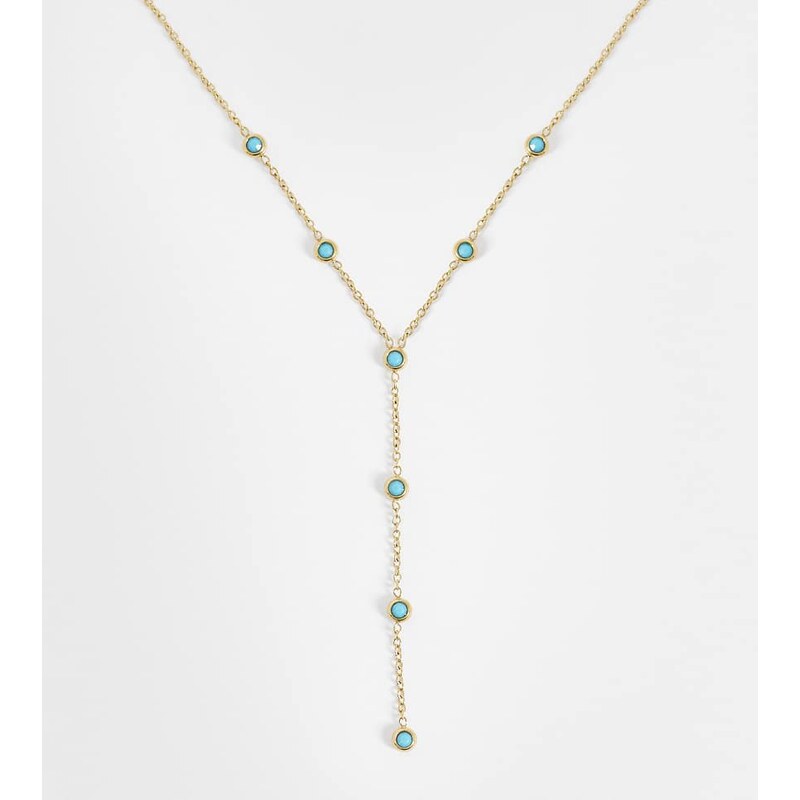 Lost Souls turquoise stone lariat necklace in 18ct gold plated 114403773