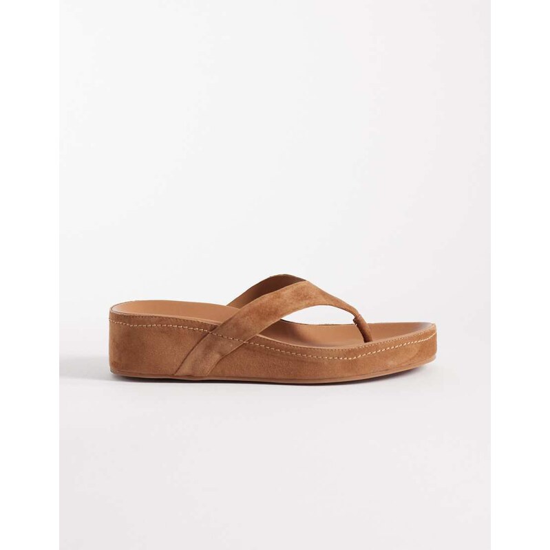 Tony Bianco Blaire real suede flip flops in taupe-Brown 115521853