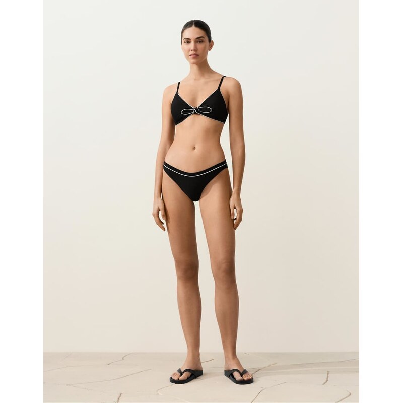 OYSHO Classic bikini briefs with contrast piping in black 114403950