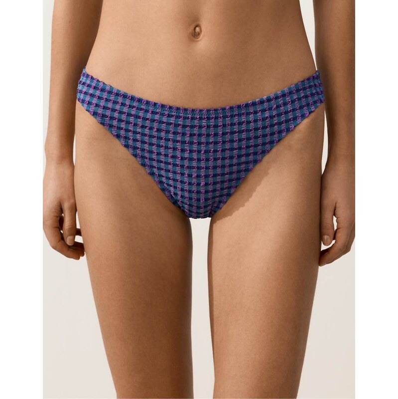 OYSHO Gingham classic bikini briefs in navy 114403984