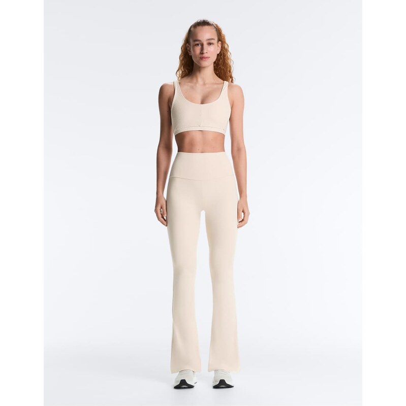 OYSHO Comfortlux high-rise flare trousers in light beige-Neutral 114403956