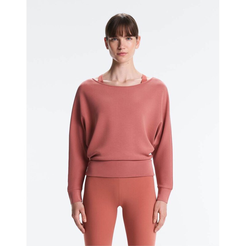 OYSHO Soft-touch modal boat neck sweatshirt in coral-Orange 114403989
