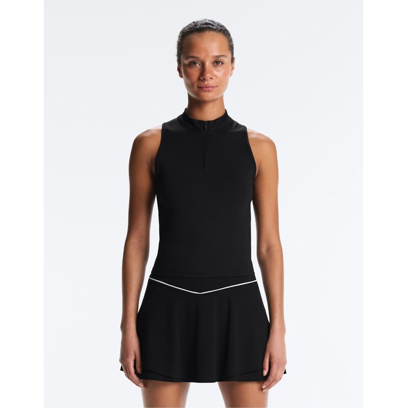 OYSHO Sleeveless half-zip t-shirt in black
