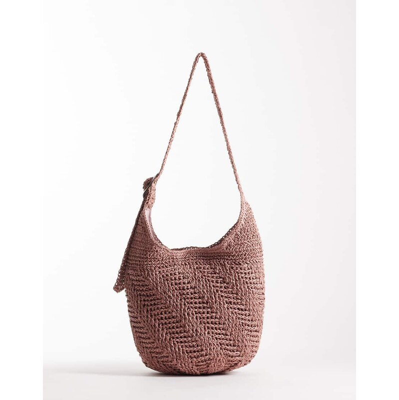 Accessorize scoop raffia slouchy bag in pink 114403640
