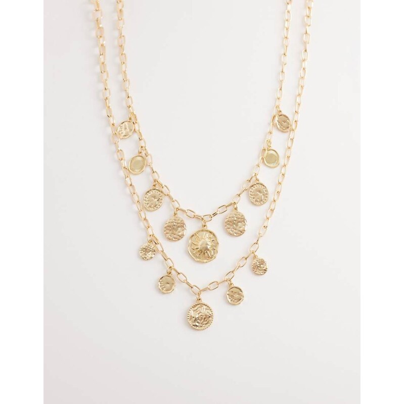 Accessorize layered coin necklace in gold 114403696
