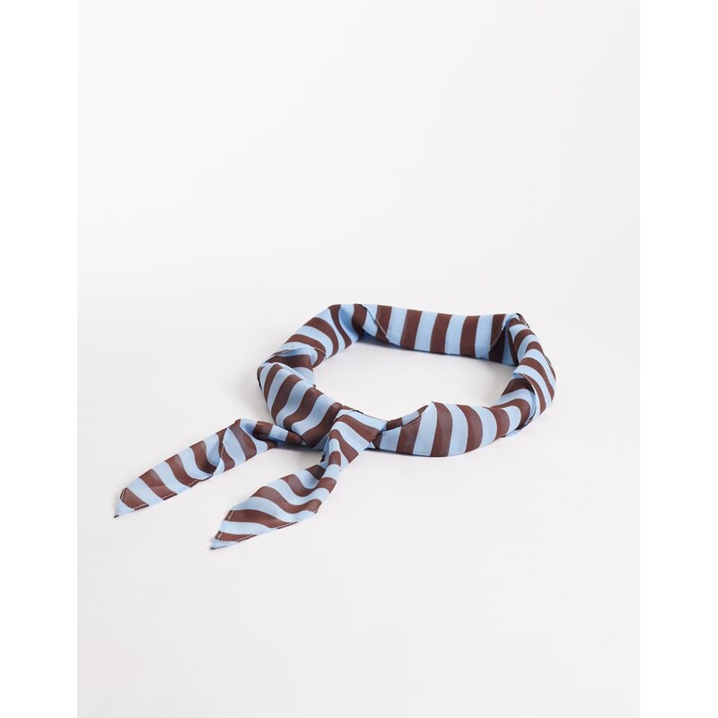 Glamorous striped headscarf in blue and burgundy-Red 114403714