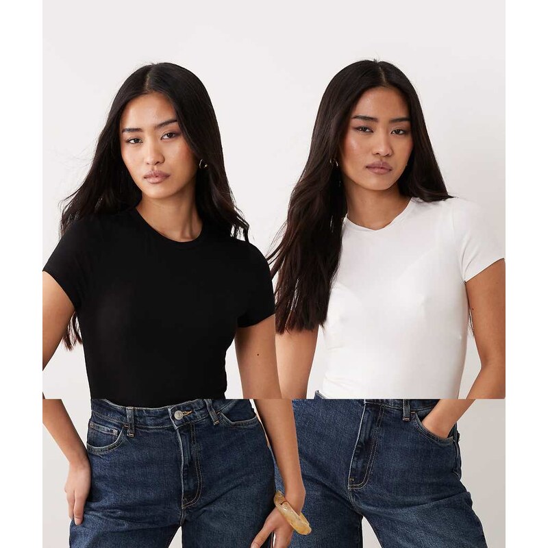 Miss Selfridge 2 pack t-shirt short sleeve bodysuit-Multi