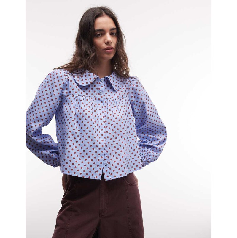 Reclaimed Vintage peter pan collar polka dot blouse-Multi