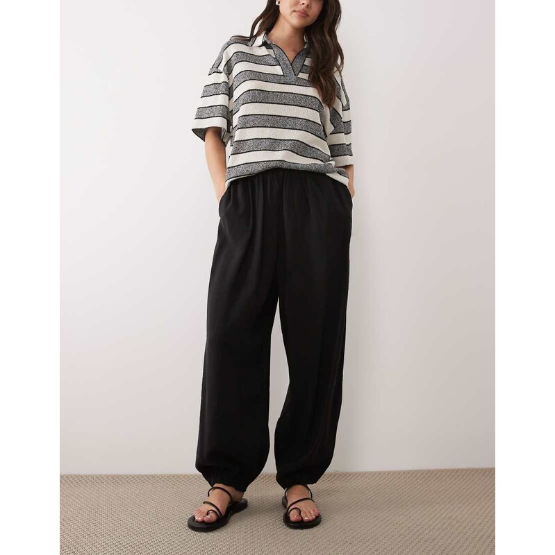ASOS DESIGN modal look balloon trouser in black
