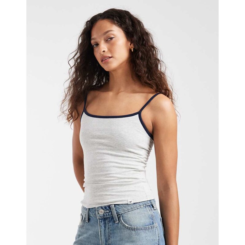 Hollister reversible contrast trim cami in grey and navy