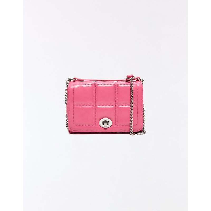 Bershka Mini quilted leather effect bag in pink 114403914