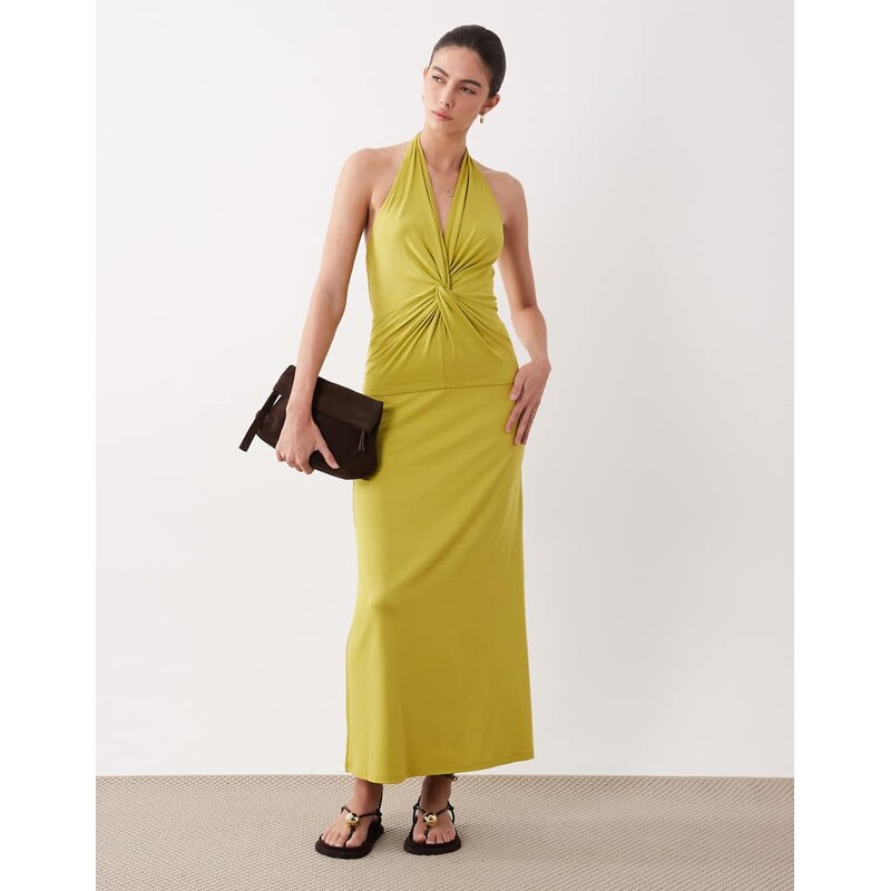 ASOS DESIGN modal maxi skirt co-ord in chartreuse-Purple