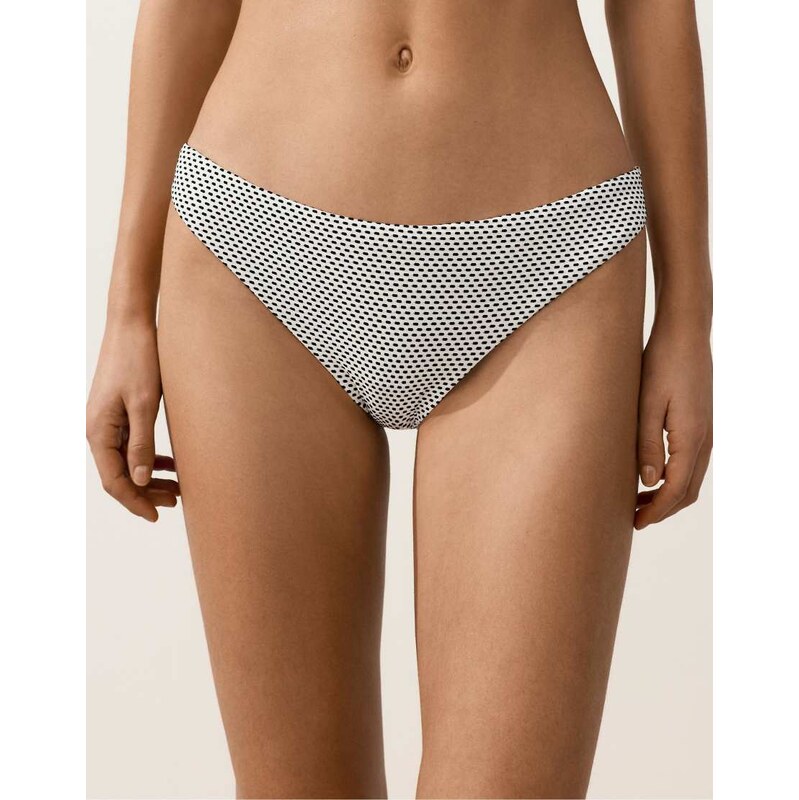 OYSHO Jacquard polka dot classic bikini briefs in white and back 114406441