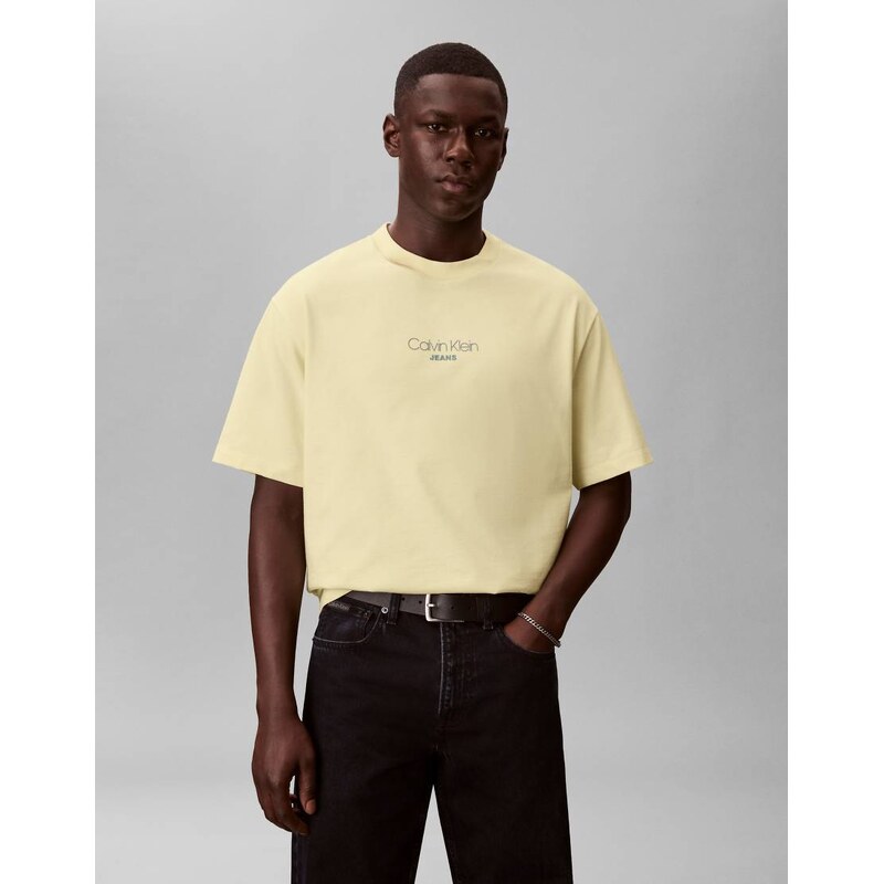 Calvin Klein Jeans relaxed fit graphic t-shirt in light yellow