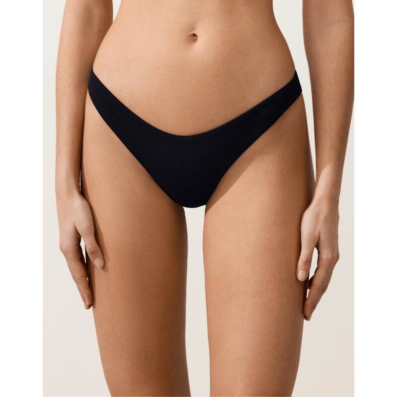 OYSHO U-cut piqué brazilian bikini briefs in black 114406453