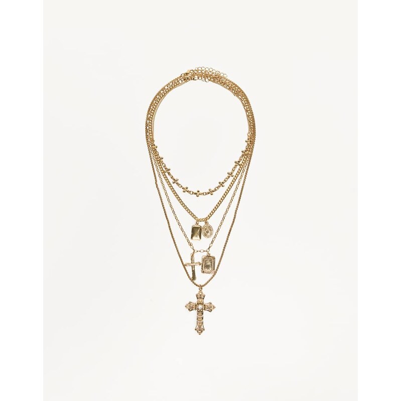 Bershka 4-pack of pendant necklaces in gold 114403987
